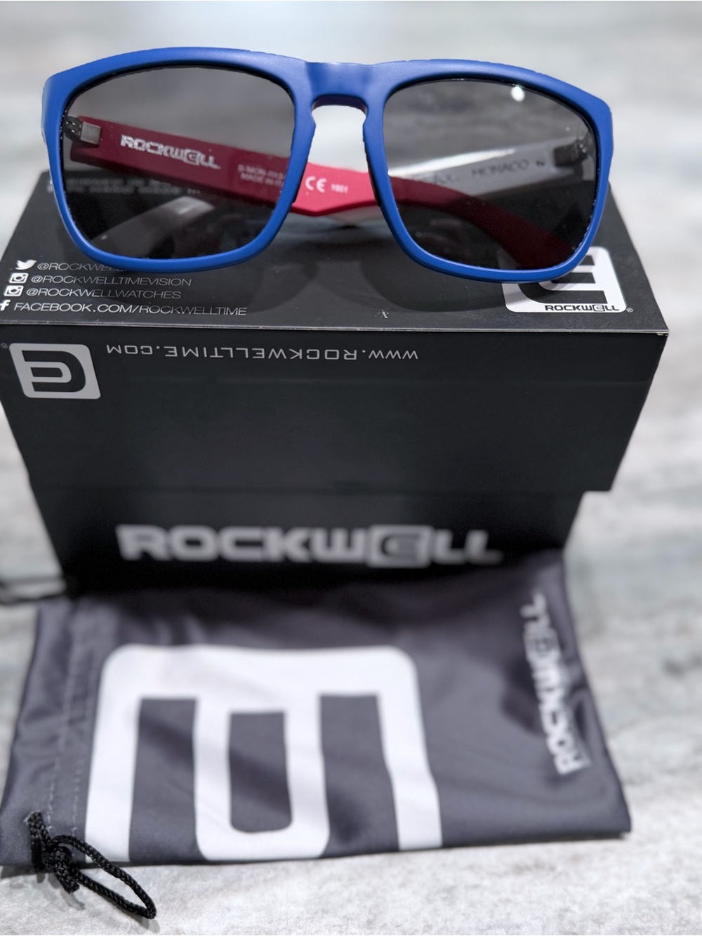 Rockwell Men’s Matte Blue Frame Sunglasses with Dark Lenses